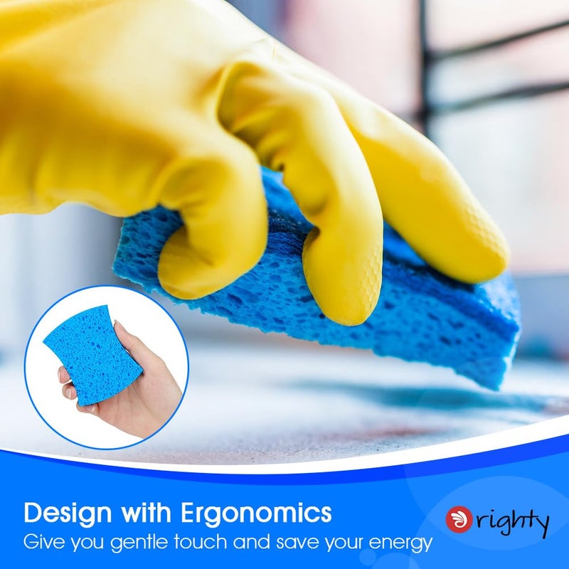 اورايتي إسفنجة فرك السليلوز المقاومة للخدش من أوريتي، 24 قطعة، إسفنجة مطبخ للمطبخ والحمام والمنزل، إسفنجة مزدوجة الجانب للأطباق، إسفنجة مضادة للخدش آمنة على أواني الطبخ غير اللاصقة والسيارة والمزيد - Image 5